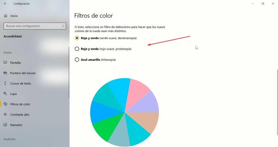 Windows 10 daltonismo filtreleri
