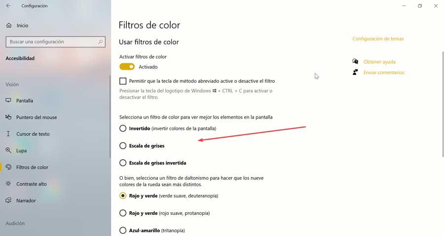 Windows 10 seçici filtre de renk