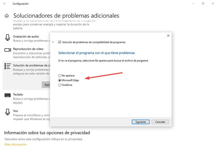 Windows 10 solucionador de problemas de programas