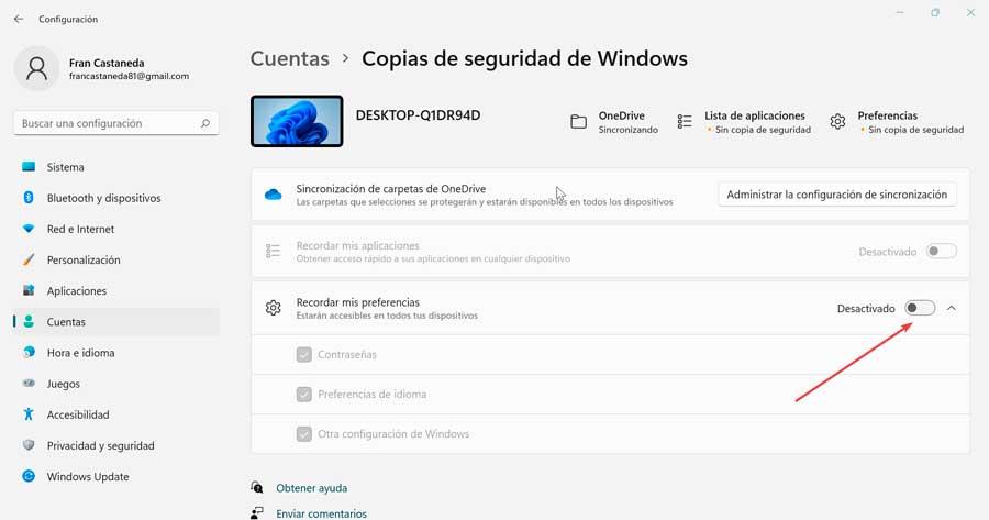 Windows 11 Recordar mis preferencias
