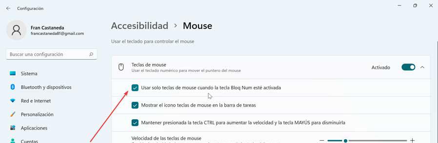 Windows 11 Utilizați tastele mouse-ului când butonul Bloq Num este activat