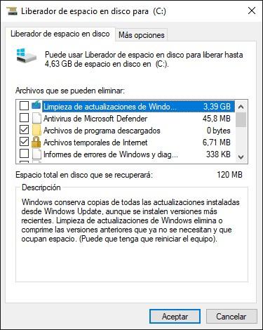Eliminar actualizaciones viejas Windows