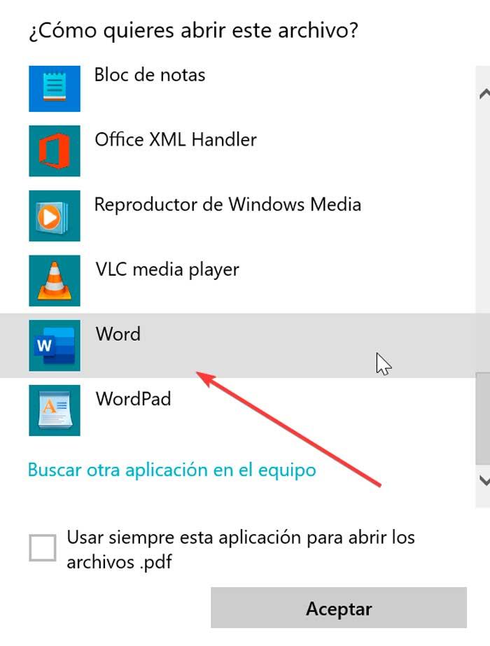 Open PDF with Word