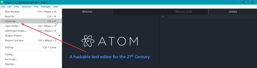 Abrir archivo JSON con Atom