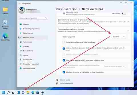 Alinear barra tareas izquierda Windows 11