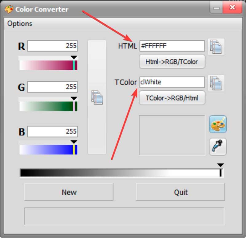 Преобразователь цвета TColor и HTML