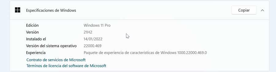 Fecha de instalación de Windows en Configuración