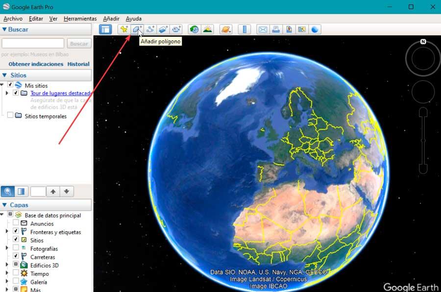 Google Earth Pro añadir polígono
