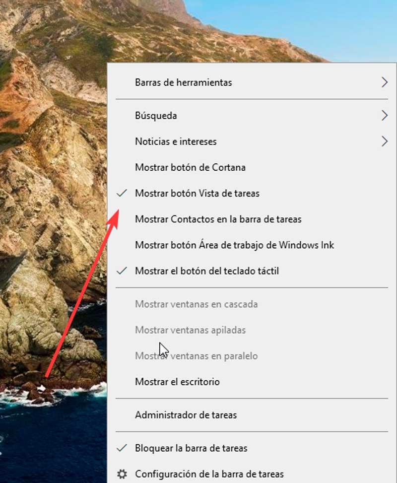 Mostrar botón Vista de tareas en Windows10