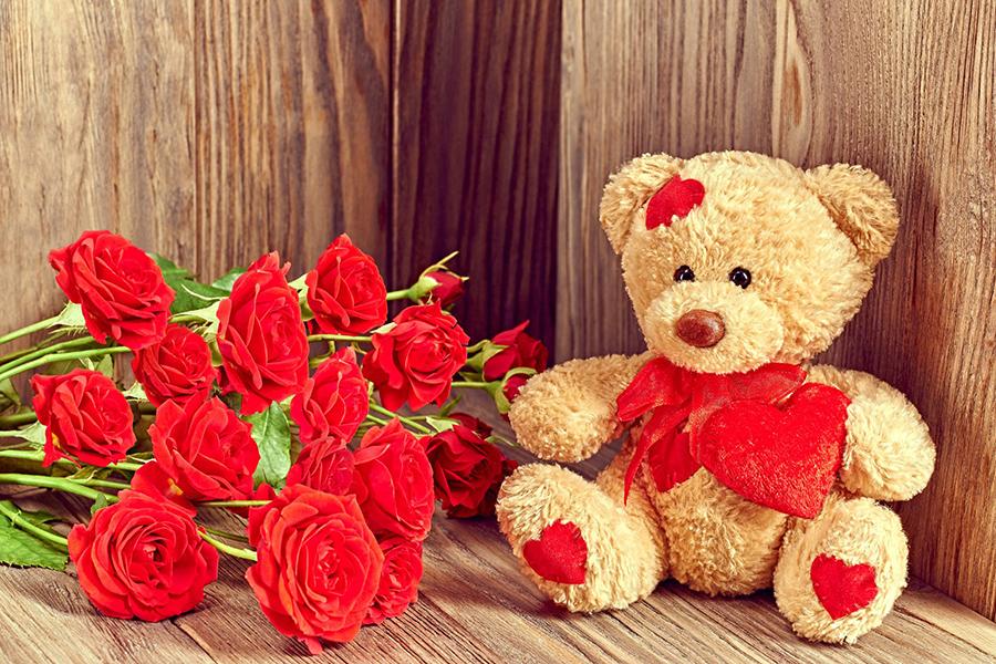 Teddy Bear Hearts and Roses