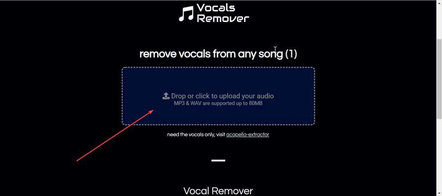 Vocal Remover upload song