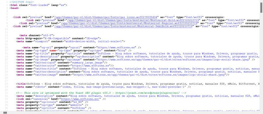 código fuente de la página web en Mozilla