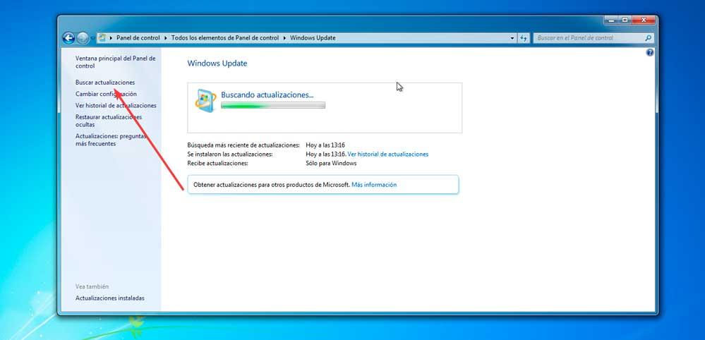 Buscar actualizaciones en Windows 7