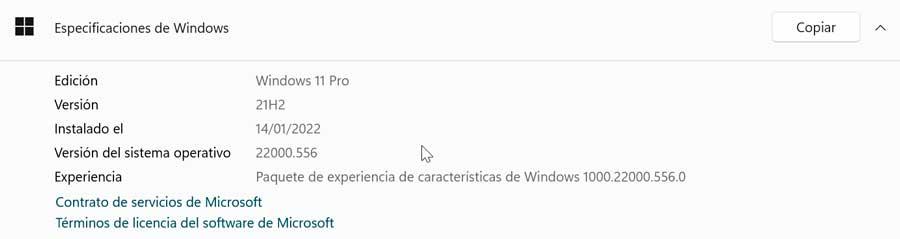 Especificaciones de Windows