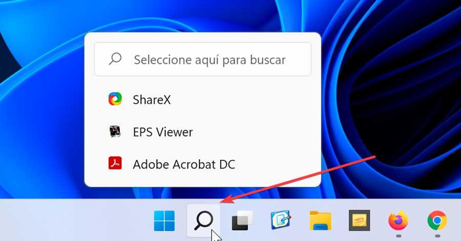 Icono de Buscar en barra de tareas en Windows 11