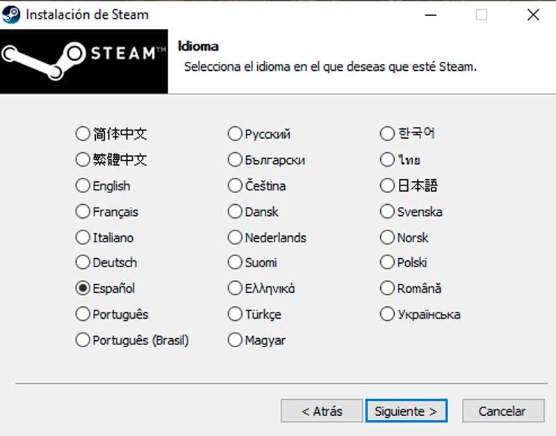 Instalare Steam idioma