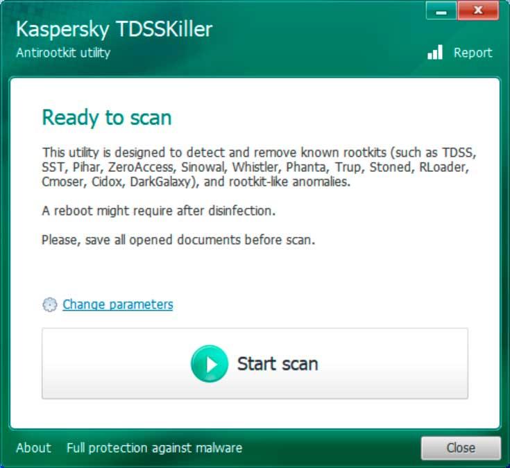 Kaspersky TDSSKiller escanear