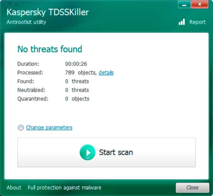 Kaspersky TDSSKiller resultado de la búsqueda