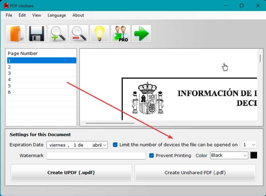 PDF Unshare abrir desde un ordenador
