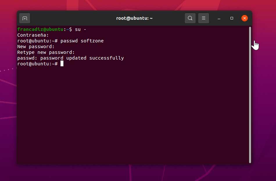 Terminal de Linux cambiar contraseña de outro usuario