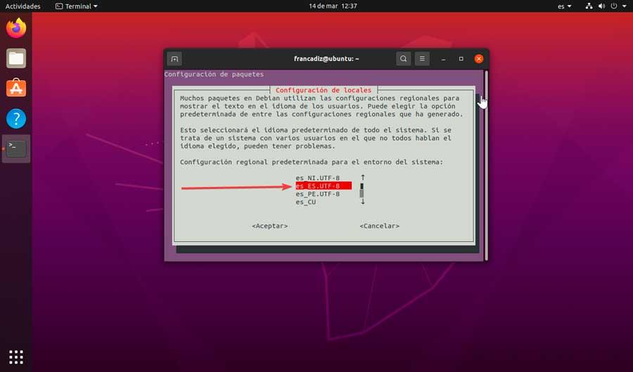 Ubuntu konfigurerede lokaliteter ES UTF-8
