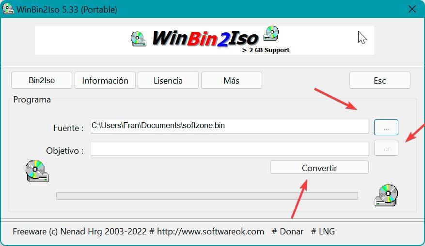 WinBin2Iso convertir de BIN a ISO