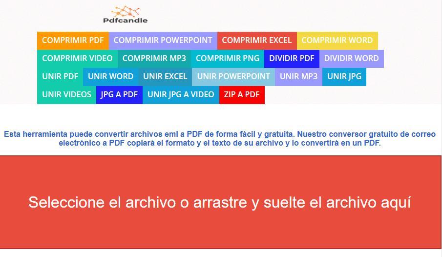 Convertir de EML a PDF con Pdfcandle