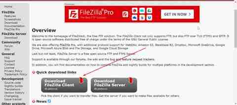下载 FileZilla 客户端