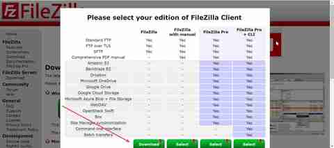 Descargar edición de FileZilla