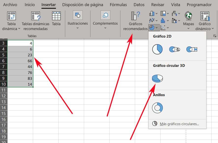 Excel insertar grafikleri