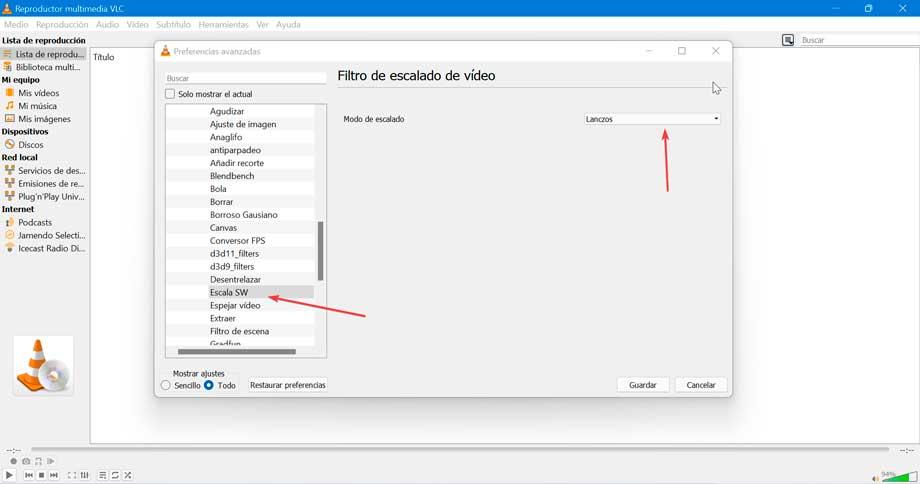 Escalado-Filter für Videos in VLC