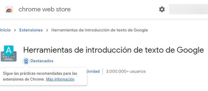 Insignia Destacados Google Chrome Store