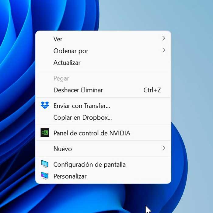 Kontekstikohtainen valikko Windows 11 -ampliado