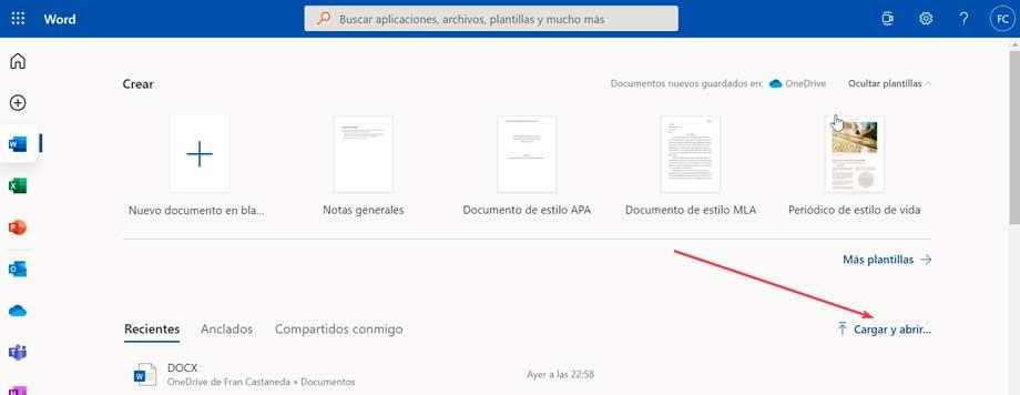 Word online abrir documentos DOCX