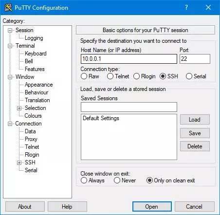 Putty-Konfiguration
