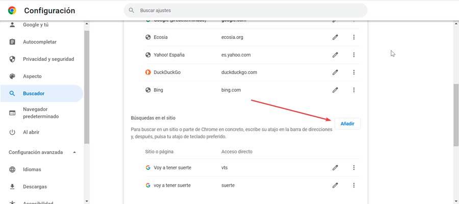Chrome añadir buscador