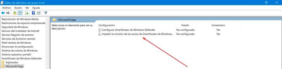 Impedir la missión de los avisos av SmartScreen av Windows Defender para sitios