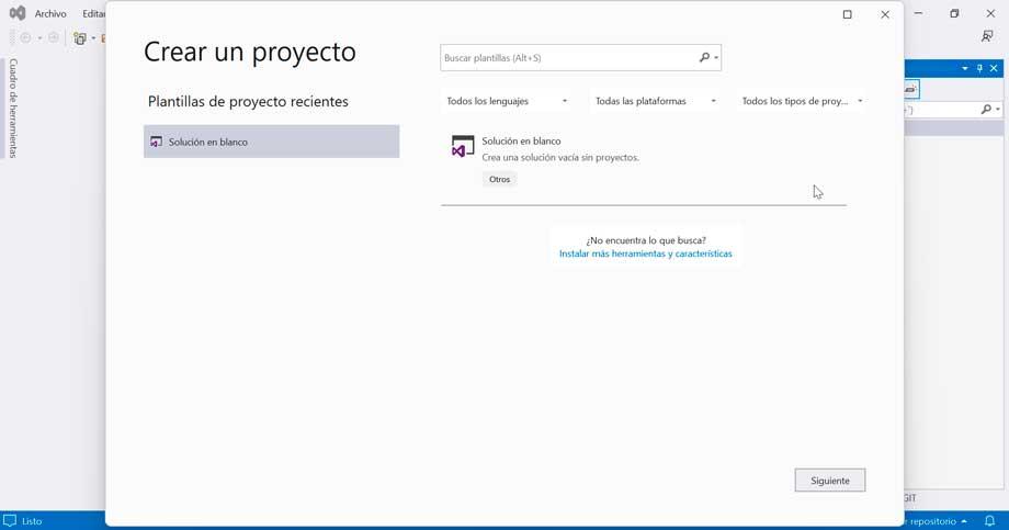 Visual Studio nuevo proyecto