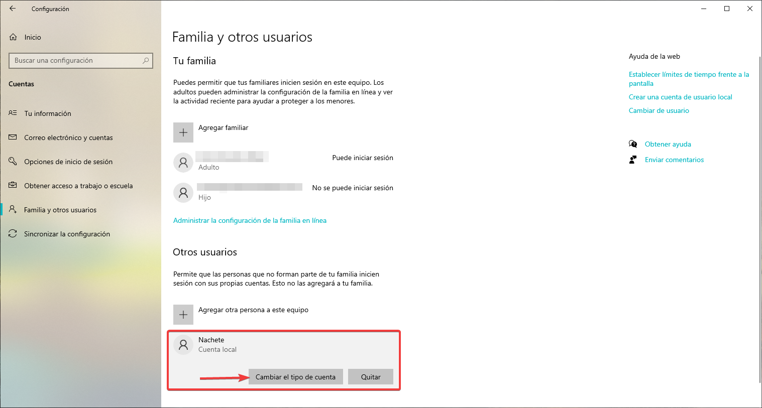 cuenta usuario standard Windows 10