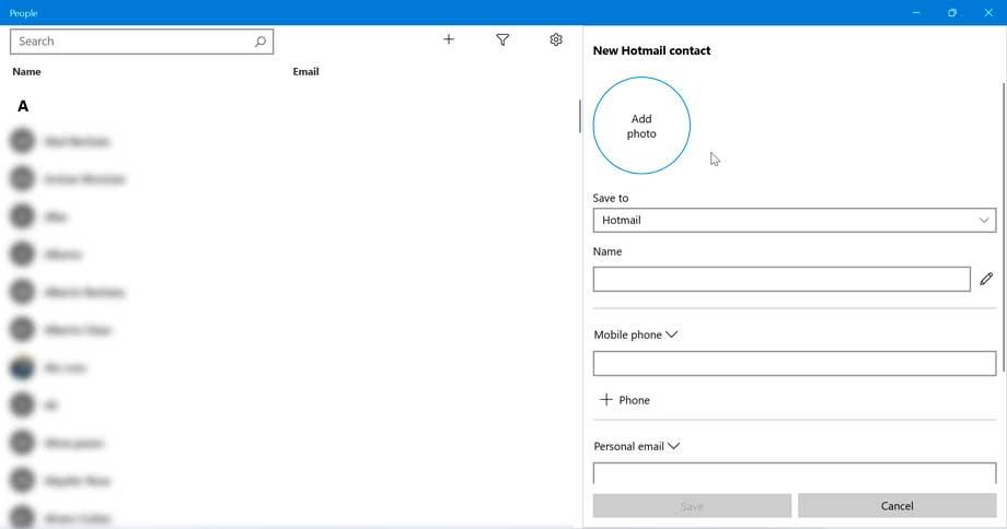 Add Contact to People in Windows 11