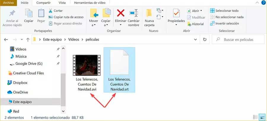VLC mismo nombre y extensión de video