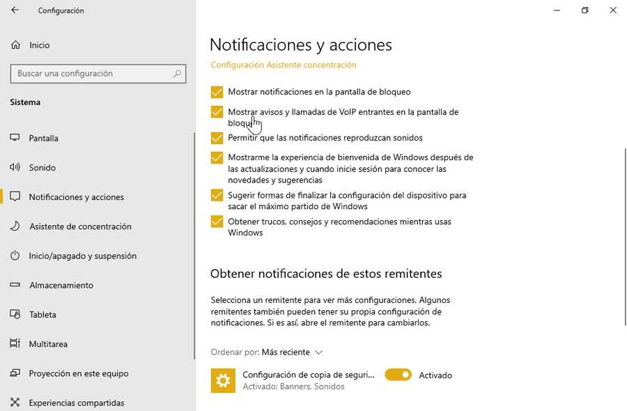 Windows 10 configurar notificaciones