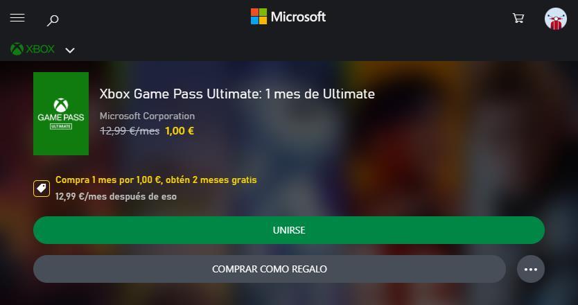 Xbox Game Pass Ultimate - 3 meses 1 euro