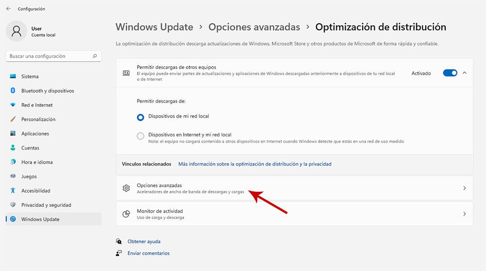 Modificar ancho de banda Windows 11