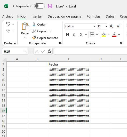 Error almohadillas Excel