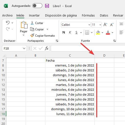 Hacer más grande la celda en Excel para error almohadillas
