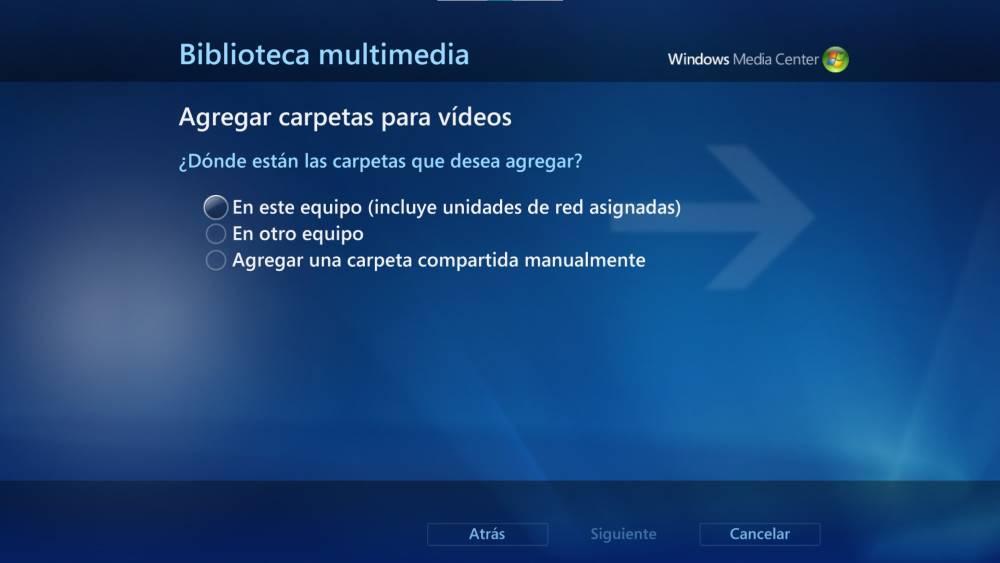 Añadir vídeos Windows Media Center