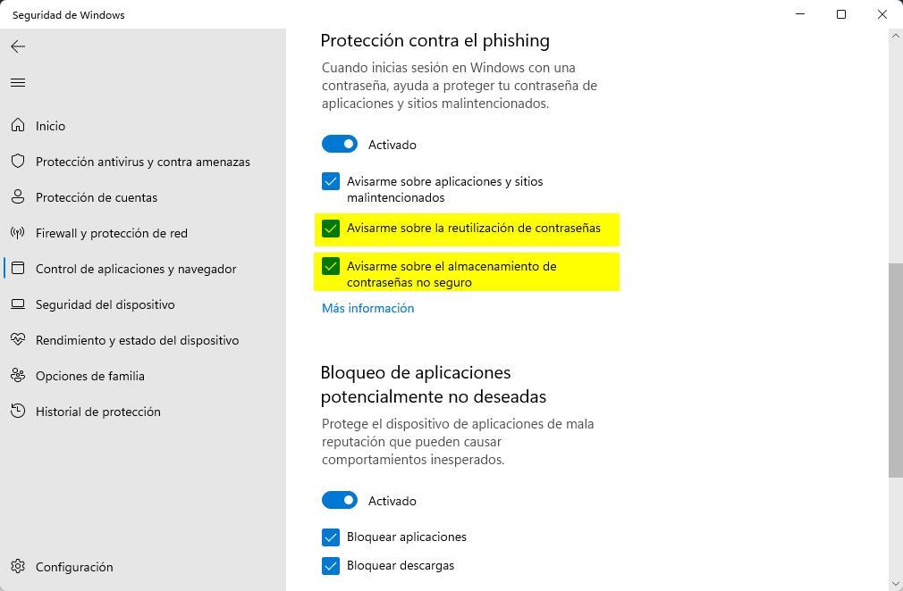 Windows Defender - Protección contra el phishing