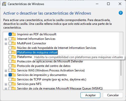 Desactivar virtualización Windows 11