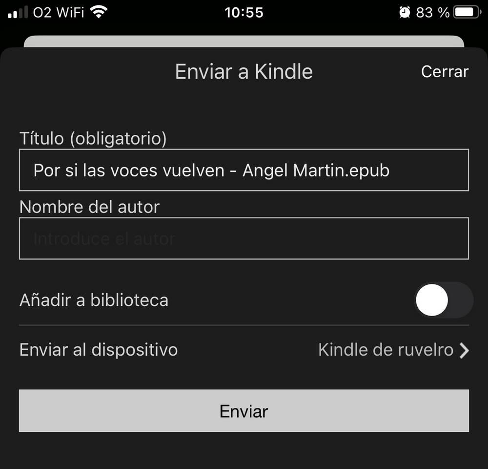Enviar EPUB a Kindle desde app
